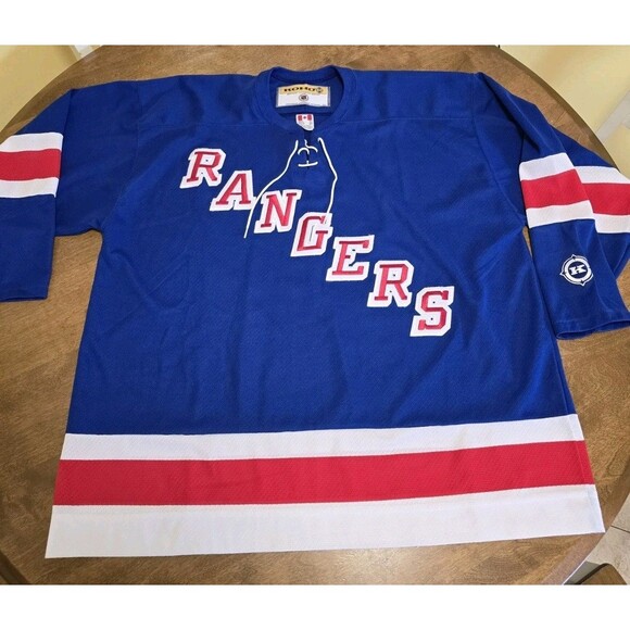 Vintage KOHO NEW YORK RANGERS BLUE JERSEY SIZE XXL Lace Front EUC Blank Back - Picture 4 of 17